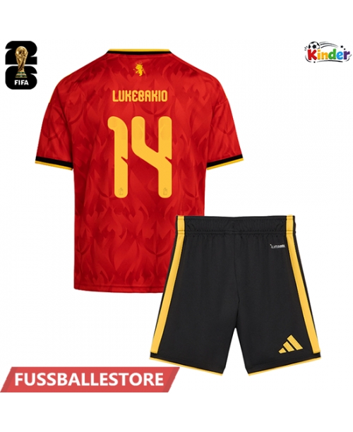 Günstige Belgien Dodi Lukebakio #14 Heimtrikotsatz Kinder WM 2026 Kurzarm (+ Kurze Hosen)